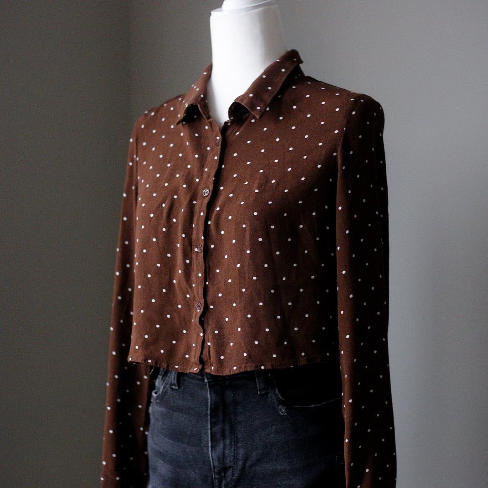 Forever 21 Cropped Polka Dot Shirt